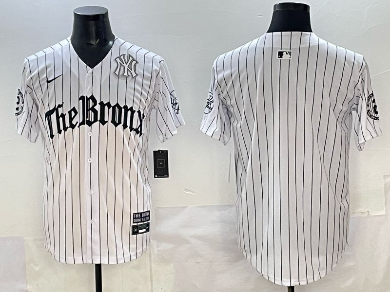 Men 2025 New York Yankees Blank White Stripe Five generations Joint Name Nike MLB Jersey style 03